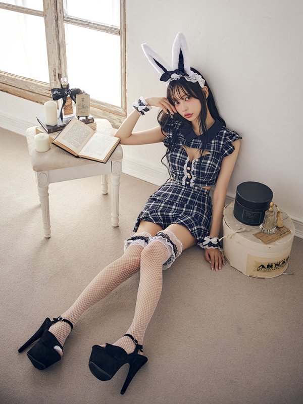 画像6: 【SALE!】【即日発送】【ハロウィン】 チェックバニーセットアップ  【コスプレ6点セット】【XS-Lサイズ/2カラー】[OF04]