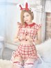 画像1: 【値下げ！】【即日発送】【ハロウィン】 チェックバニーセットアップ  【コスプレ6点セット】【XS-Lサイズ/2カラー】[YMT] (1)