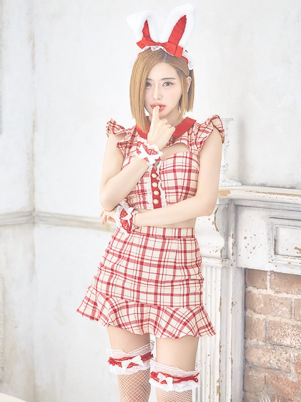 画像10: 【SALE!】【即日発送】【ハロウィン】 チェックバニーセットアップ  【コスプレ6点セット】【XS-Lサイズ/2カラー】[OF04]