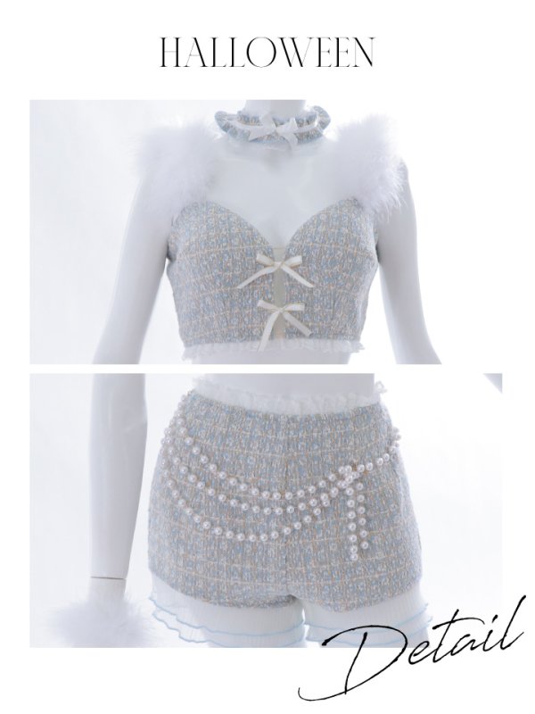 画像33: 【SALE!!】【即日発送】【ハロウィン】 ファーツイードバニーセットアップ 【コスプレ8点セット】【XS-Mサイズ/3カラー】[OF04]