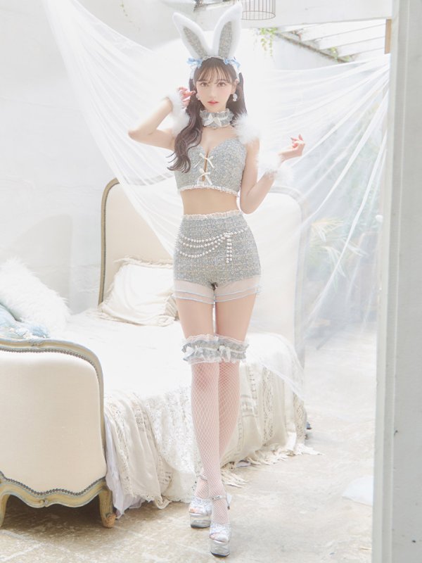 画像26: 【SALE!!】【即日発送】【ハロウィン】 ファーツイードバニーセットアップ 【コスプレ8点セット】【XS-Mサイズ/3カラー】[OF04]