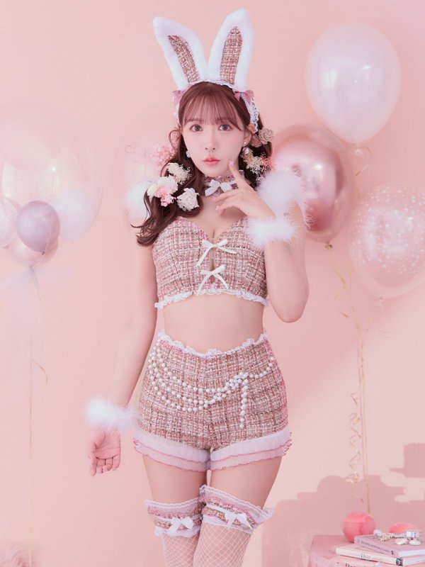 画像4: 【SALE!!】【即日発送】【ハロウィン】 ファーツイードバニーセットアップ 【コスプレ8点セット】【XS-Mサイズ/3カラー】[OF04]