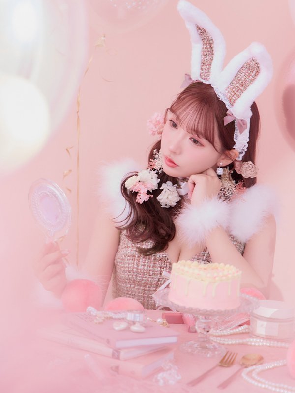 画像7: 【SALE!!】【即日発送】【ハロウィン】 ファーツイードバニーセットアップ 【コスプレ8点セット】【XS-Mサイズ/3カラー】[OF04]