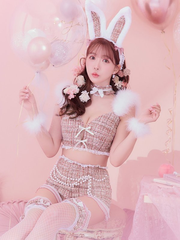 画像12: 【SALE!!】【即日発送】【ハロウィン】 ファーツイードバニーセットアップ 【コスプレ8点セット】【XS-Mサイズ/3カラー】[OF04]