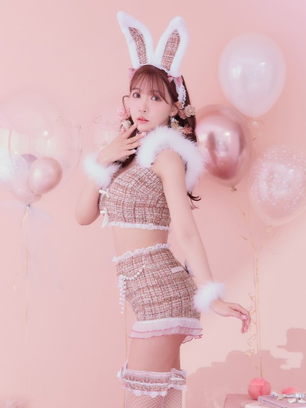 画像13: 【SALE!!】【即日発送】【ハロウィン】 ファーツイードバニーセットアップ 【コスプレ8点セット】【XS-Mサイズ/3カラー】[OF04]