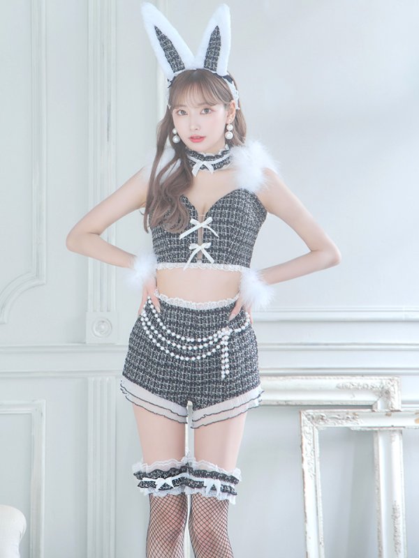 画像9: 【SALE!!】【即日発送】【ハロウィン】 ファーツイードバニーセットアップ 【コスプレ8点セット】【XS-Mサイズ/3カラー】[OF04]