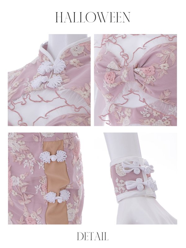 画像44: 【即日発送】【ハロウィン】リボンチャイナミニセットアップ【コスプレ4点セット】【XS-Mサイズ/3カラー】(SE01YN)[OF04]