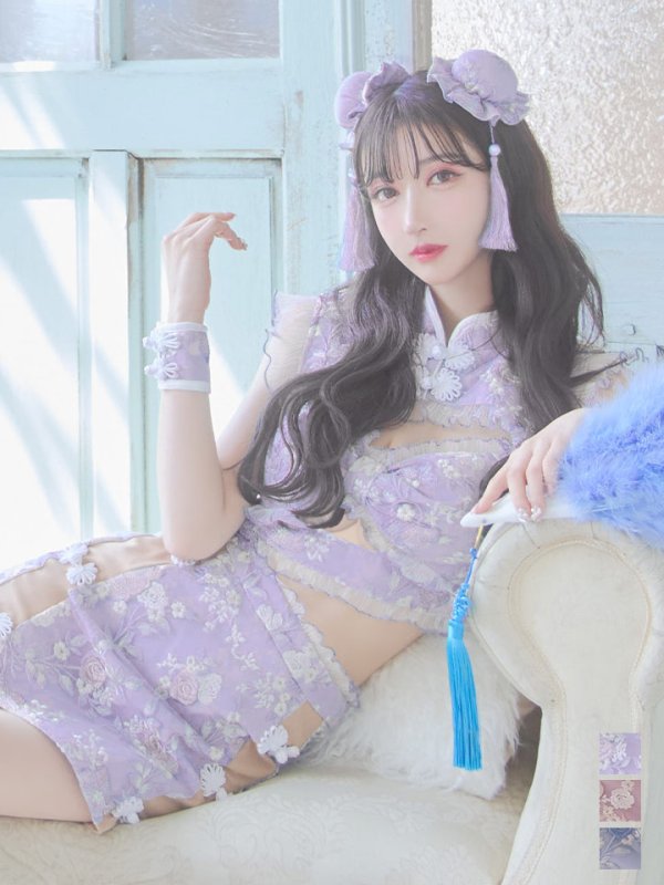 画像3: 【即日発送】【ハロウィン】リボンチャイナミニセットアップ【コスプレ4点セット】【XS-Mサイズ/3カラー】(SE01YN)[OF04]