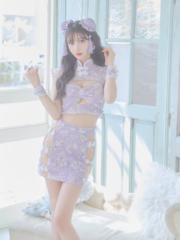 画像9: 【即日発送】【ハロウィン】リボンチャイナミニセットアップ【コスプレ4点セット】【XS-Mサイズ/3カラー】(SE01YN)[OF04]