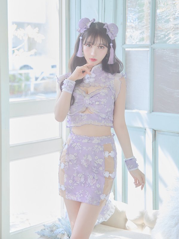 画像15: 【即日発送】【ハロウィン】リボンチャイナミニセットアップ【コスプレ4点セット】【XS-Mサイズ/3カラー】(SE01YN)[OF04]