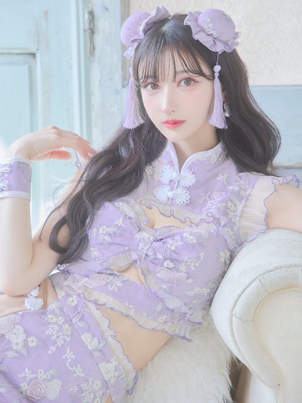 画像16: 【即日発送】【ハロウィン】リボンチャイナミニセットアップ【コスプレ4点セット】【XS-Mサイズ/3カラー】(SE01YN)[OF04]