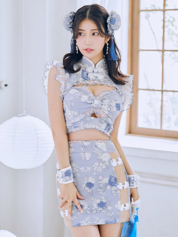 画像9: 【即日発送】【ハロウィン】リボンチャイナミニセットアップ【コスプレ4点セット】【XS-Mサイズ/3カラー】(SE01YN)[OF04]