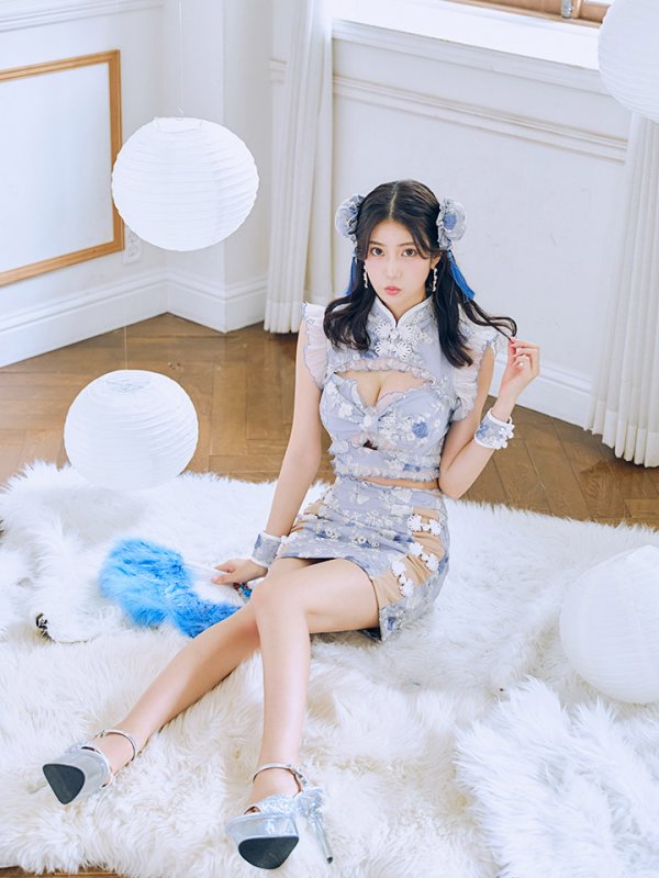 画像10: 【即日発送】【ハロウィン】リボンチャイナミニセットアップ【コスプレ4点セット】【XS-Mサイズ/3カラー】(SE01YN)[OF04]