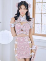 【即日発送】【ハロウィン】リボンチャイナミニセットアップ【コスプレ4点セット】【XS-Mサイズ/3カラー】(SE01YN)[YMT]