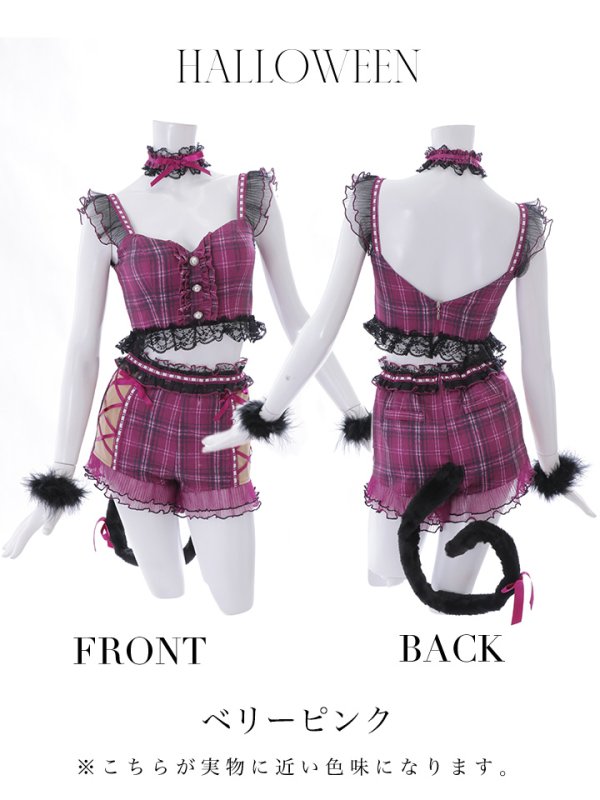 画像20: 【SALE!!】【即日発送】【ハロウィン】チェックキャットセットアップ【コスプレ6点セット】【S-Mサイズ/1カラー】[OF04]