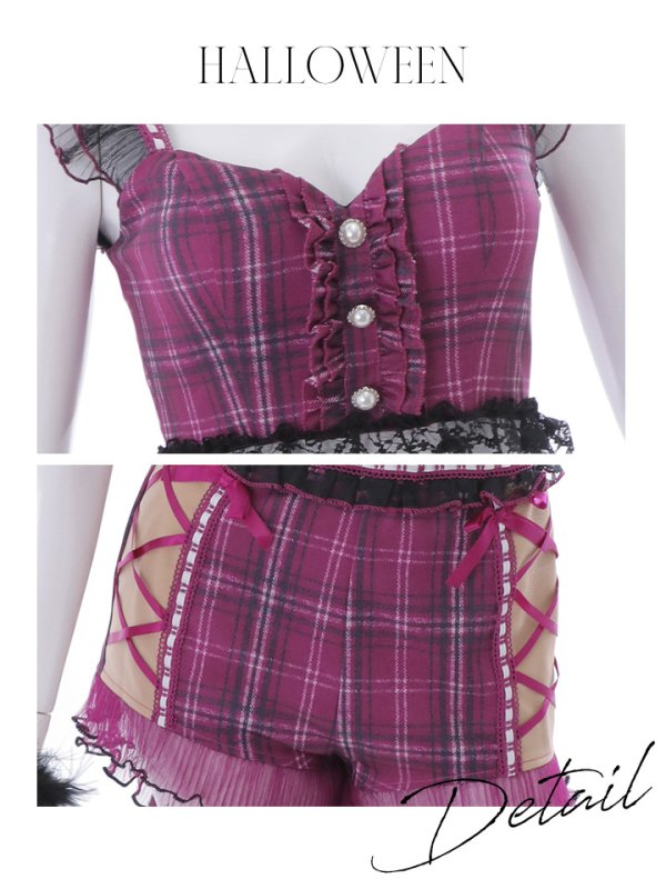 画像21: 【SALE!!】【即日発送】【ハロウィン】チェックキャットセットアップ【コスプレ6点セット】【S-Mサイズ/1カラー】[OF04]
