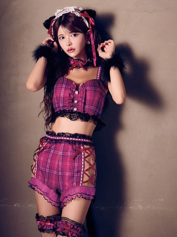 画像8: 【SALE!!】【即日発送】【ハロウィン】チェックキャットセットアップ【コスプレ6点セット】【S-Mサイズ/1カラー】[HC03]