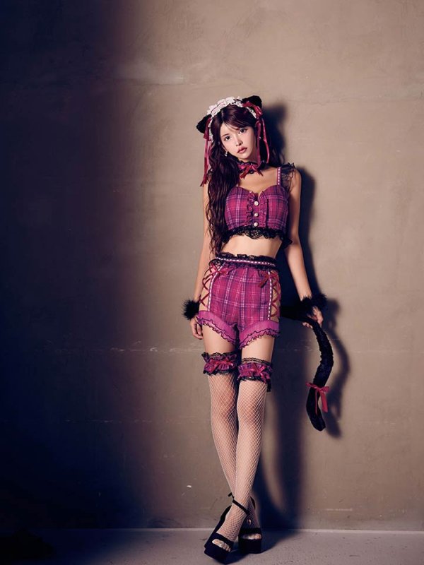 画像10: 【SALE!!】【即日発送】【ハロウィン】チェックキャットセットアップ【コスプレ6点セット】【S-Mサイズ/1カラー】[HC03]