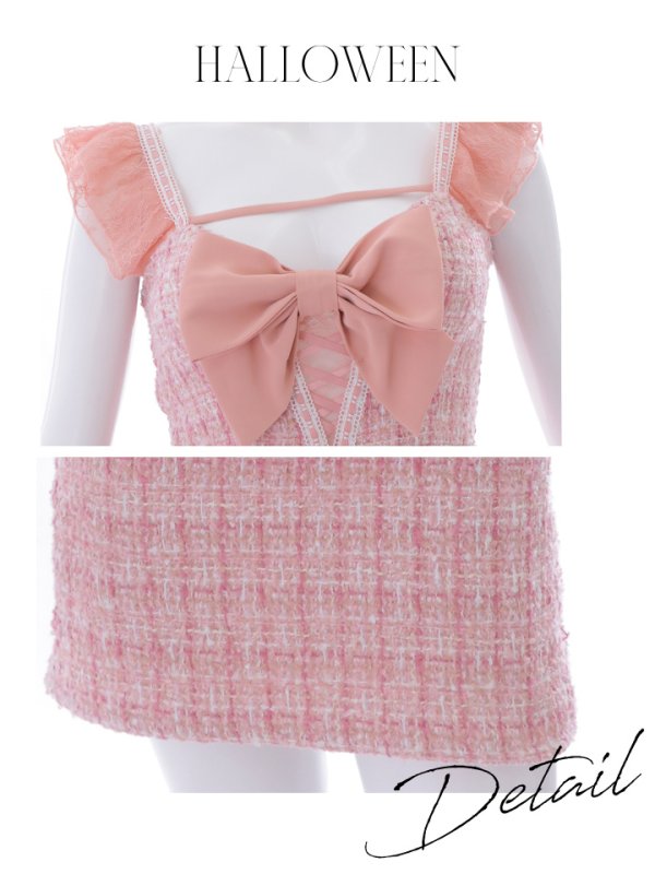 画像38: 【SALE!!】【即日発送】【ハロウィン】【LARME/ラルム掲載】 ツイードバニーミニワンピ 【コスプレ6点セット】【S-Lサイズ/2カラー】[OF04]