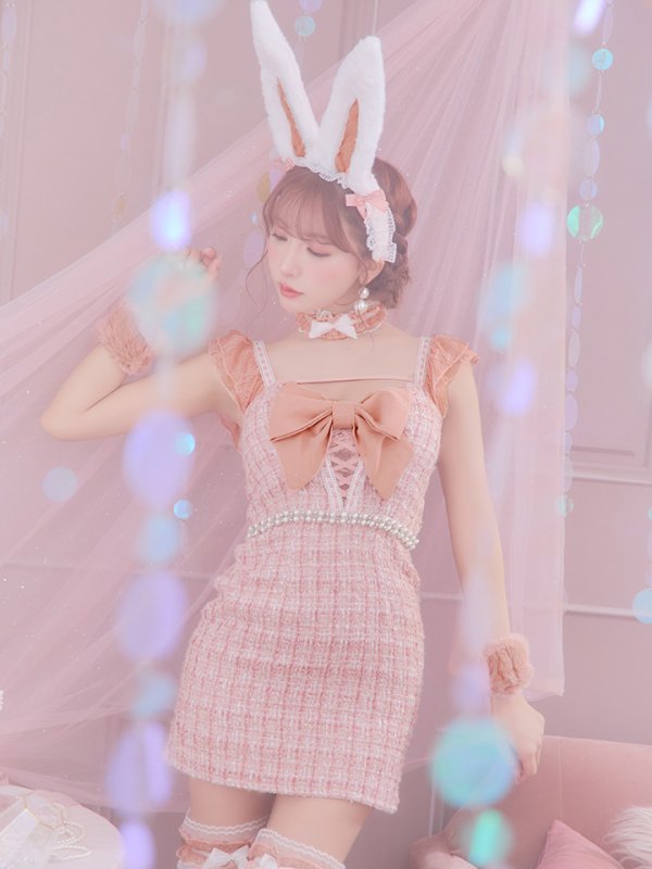 画像19: 【SALE!!】【即日発送】【ハロウィン】【LARME/ラルム掲載】 ツイードバニーミニワンピ 【コスプレ6点セット】【S-Lサイズ/2カラー】[OF04]