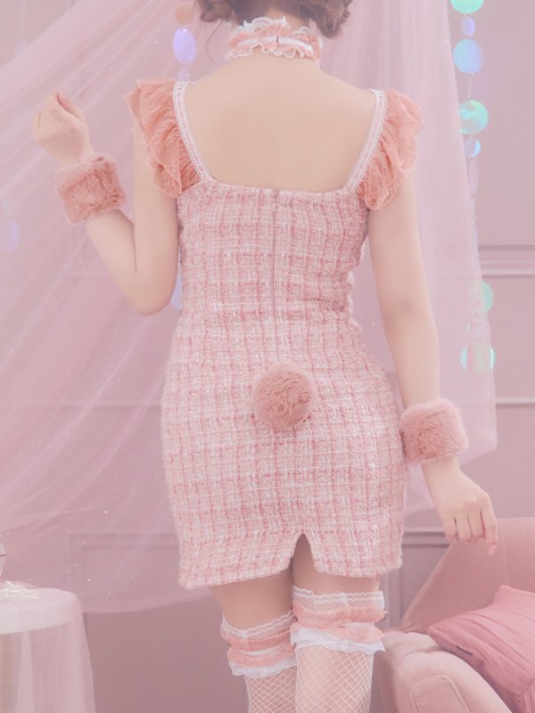 画像30: 【SALE!!】【即日発送】【ハロウィン】【LARME/ラルム掲載】 ツイードバニーミニワンピ 【コスプレ6点セット】【S-Lサイズ/2カラー】[OF04]