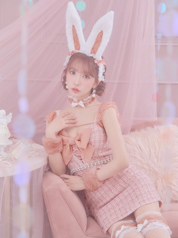 画像20: 【SALE!!】【即日発送】【ハロウィン】【LARME/ラルム掲載】 ツイードバニーミニワンピ 【コスプレ6点セット】【S-Lサイズ/2カラー】[OF04]