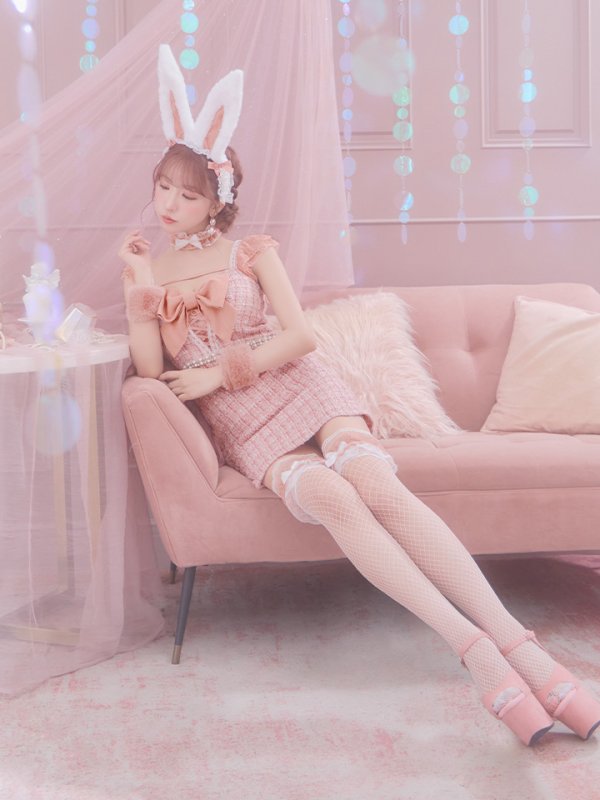 画像21: 【SALE!!】【即日発送】【ハロウィン】【LARME/ラルム掲載】 ツイードバニーミニワンピ 【コスプレ6点セット】【S-Lサイズ/2カラー】[OF04]