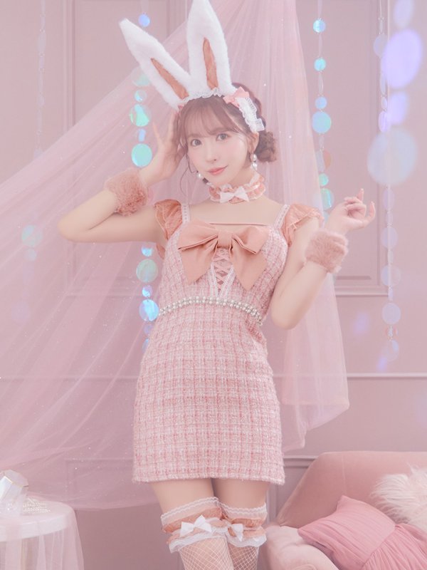 画像22: 【SALE!!】【即日発送】【ハロウィン】【LARME/ラルム掲載】 ツイードバニーミニワンピ 【コスプレ6点セット】【S-Lサイズ/2カラー】[OF04]