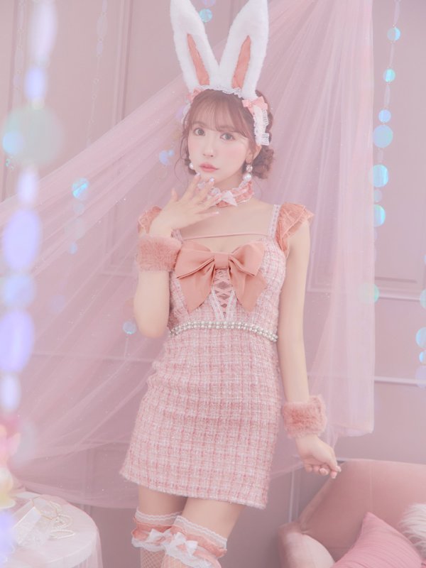 画像26: 【SALE!!】【即日発送】【ハロウィン】【LARME/ラルム掲載】 ツイードバニーミニワンピ 【コスプレ6点セット】【S-Lサイズ/2カラー】[OF04]