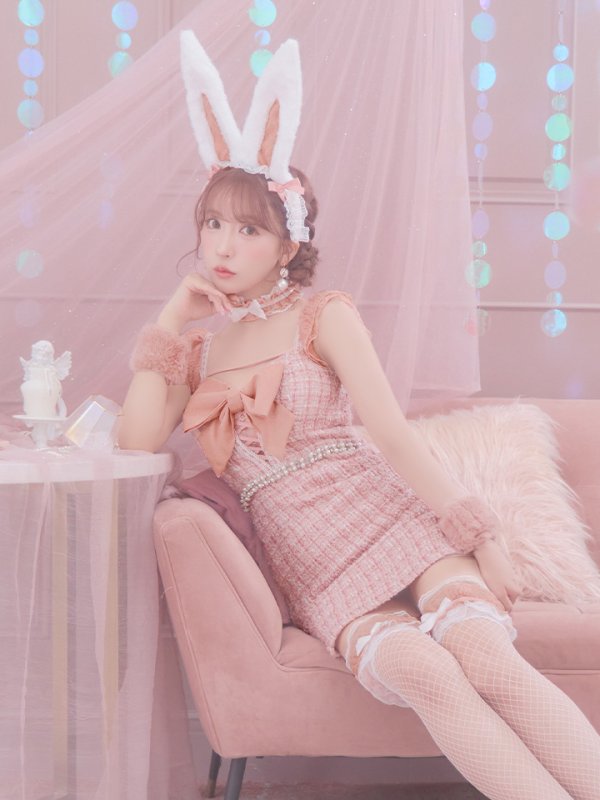 画像27: 【SALE!!】【即日発送】【ハロウィン】【LARME/ラルム掲載】 ツイードバニーミニワンピ 【コスプレ6点セット】【S-Lサイズ/2カラー】[OF04]