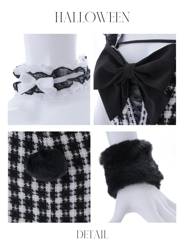 画像35: 【SALE!!】【即日発送】【ハロウィン】【LARME/ラルム掲載】 ツイードバニーミニワンピ 【コスプレ6点セット】【S-Lサイズ/2カラー】[OF04]