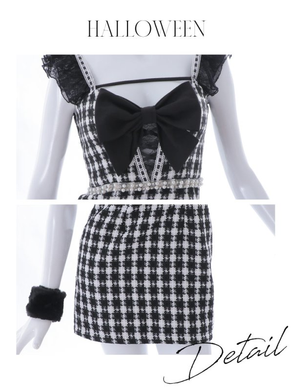 画像40: 【SALE!!】【即日発送】【ハロウィン】 ツイードバニーミニワンピ 【コスプレ6点セット】【S-Lサイズ/2カラー】[OF04]