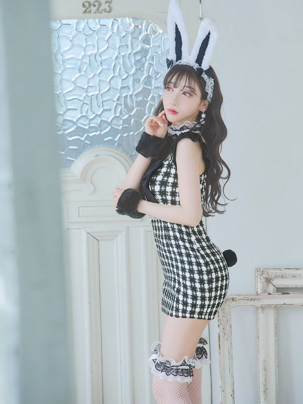 画像10: 【SALE!!】【即日発送】【ハロウィン】【LARME/ラルム掲載】 ツイードバニーミニワンピ 【コスプレ6点セット】【S-Lサイズ/2カラー】[OF04]