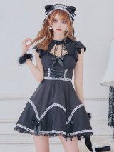 【即日発送】【ハロウィン】 レースアップブラックキャット 【コスプレ4点セット】【S-Lサイズ/1カラー】[YMT]