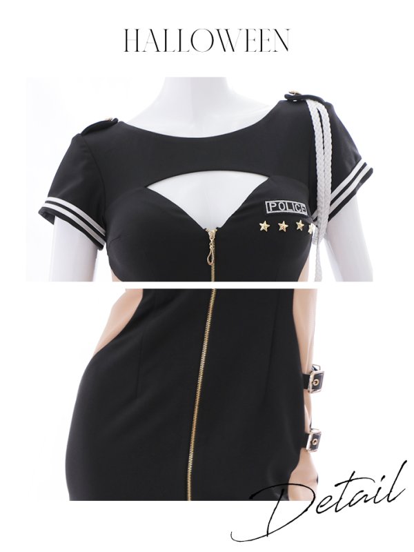 画像19: 【SALE!!】【即日発送】【ハロウィン】ジップポリスワンピース【コスプレ2点セット】【XS-XLサイズ/1カラー】[OF04-Bg]
