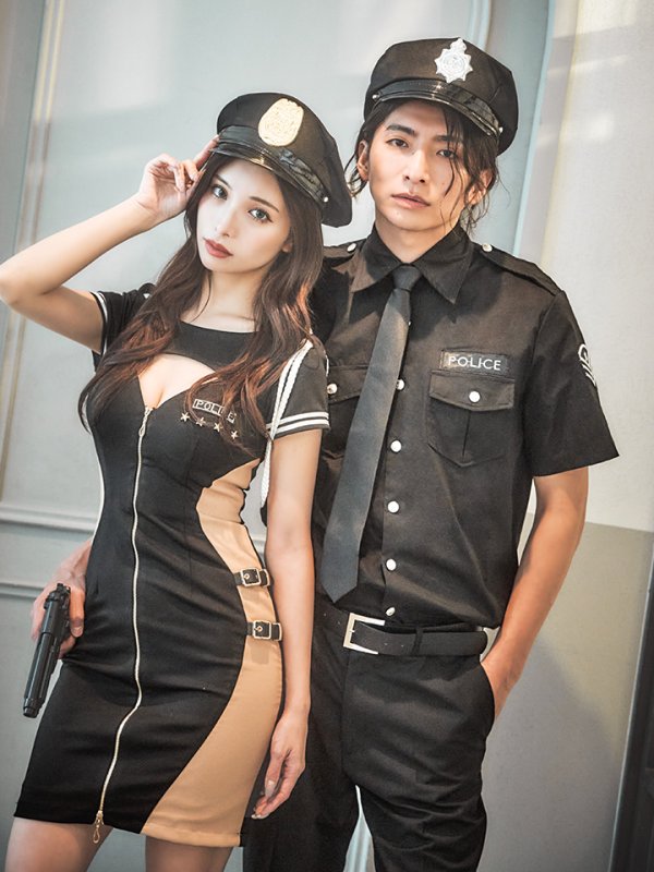 画像2: 【即日発送】【ハロウィン】 ポリスコスプレ【コスプレ2点セット】【コスプレ5点セット】【XS-XLサイズ】【M-XLサイズ】[YMT-Bg/OF01-Bsv]