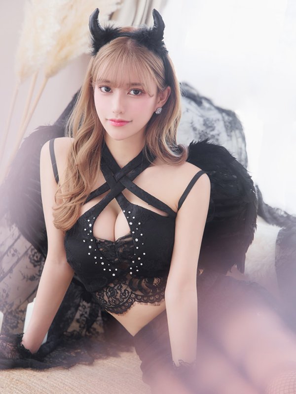 画像1: 【即日発送】【ハロウィン】 ホルターネックデビルセットアップ 【コスプレ6点セット】【S-Mサイズ/1カラー】[YMT-H]