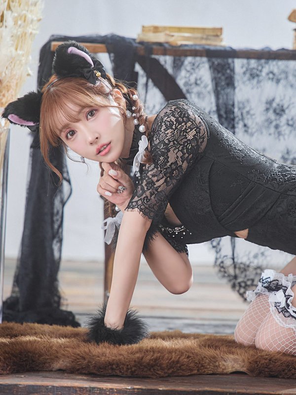 画像14: 【SALE!!】【即日発送】【ハロウィン】 ブラックレースキャット/オールインワン/黒猫 【コスプレ5点セット】【S-Lサイズ】[OF01]