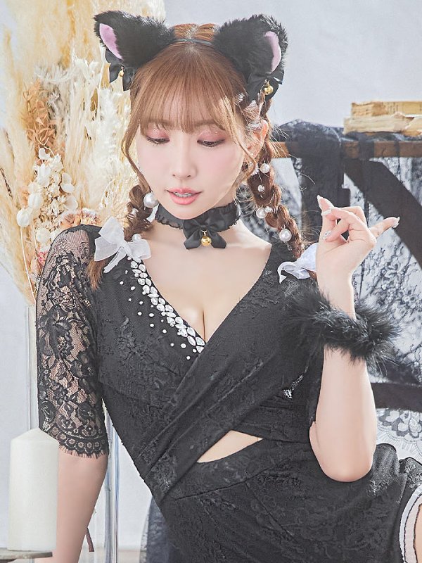 画像16: 【SALE!!】【即日発送】【ハロウィン】 ブラックレースキャット/オールインワン/黒猫 【コスプレ5点セット】【S-Lサイズ】[OF01]