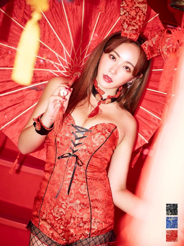 画像1: 【即日発送】【ハロウィン】チャイナバニーガール 【コスプレ6点セット】【XS-Mサイズ/3カラー】(SE01YN)[YMT]