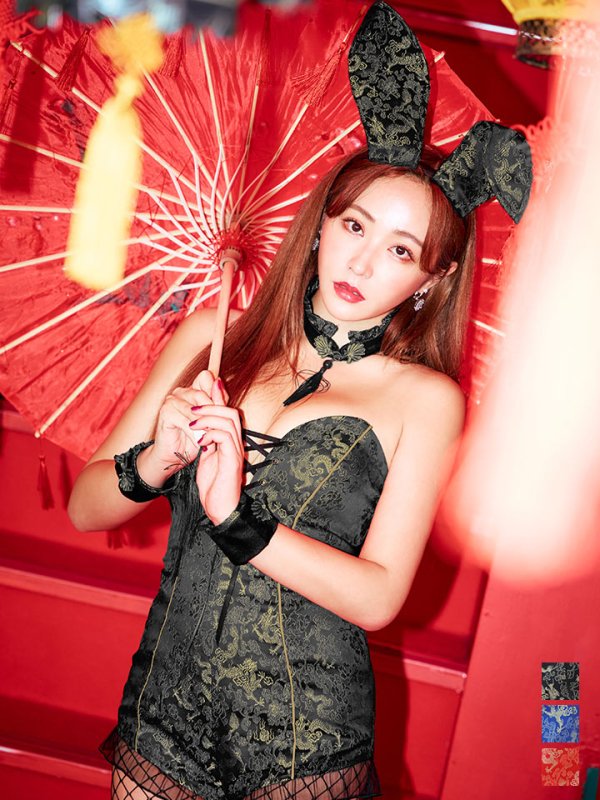 画像1: 【即日発送】【ハロウィン】チャイナバニーガール 【コスプレ6点セット】【XS-Mサイズ/3カラー】(SE01YN)[YMT]