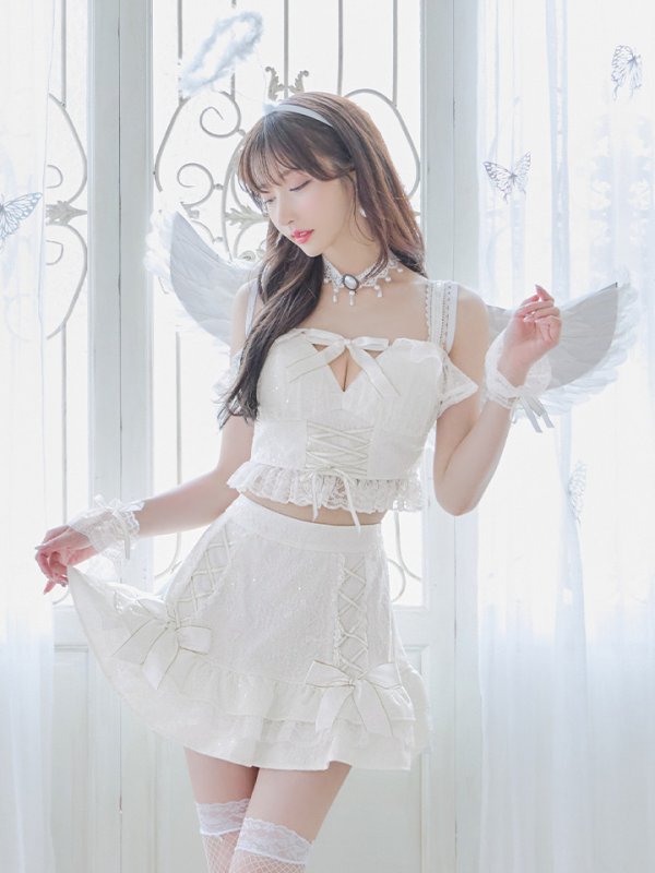 画像2: 【ハロウィン】セクシー天使セットアップ【コスプレ7点セット】【XS-Lサイズ/1カラー】[YMT-H]