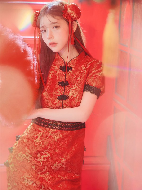 画像13: 【即日発送】【ハロウィン】 緩苺ちゃん着用 パフスリーブチャイナドレス【コスプレ2点セット】【S-Mサイズ/3カラー】(SE01YN)[OF04]