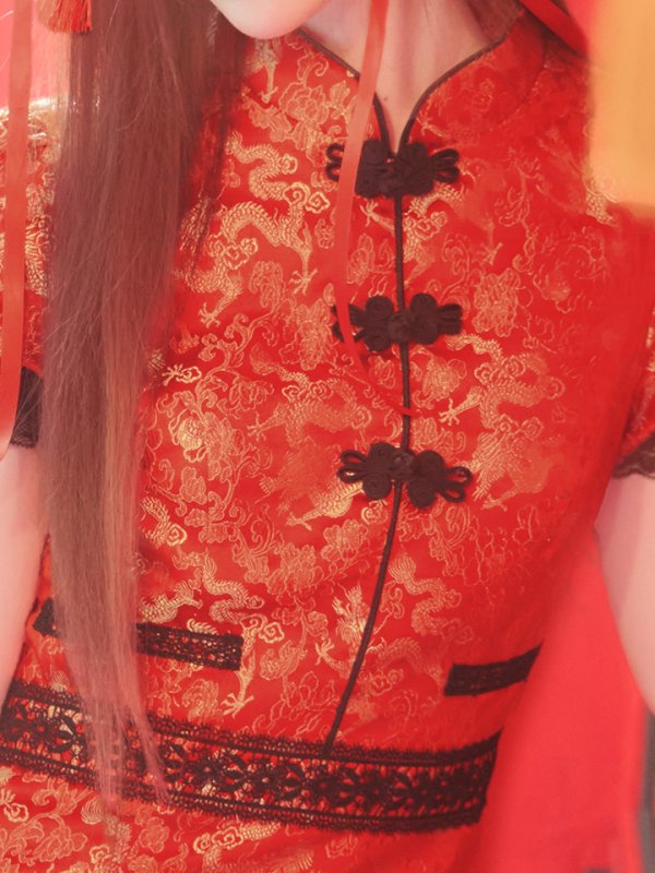 画像16: 【即日発送】【ハロウィン】 緩苺ちゃん着用 パフスリーブチャイナドレス【コスプレ2点セット】【S-Mサイズ/3カラー】(SE01YN)[OF04]