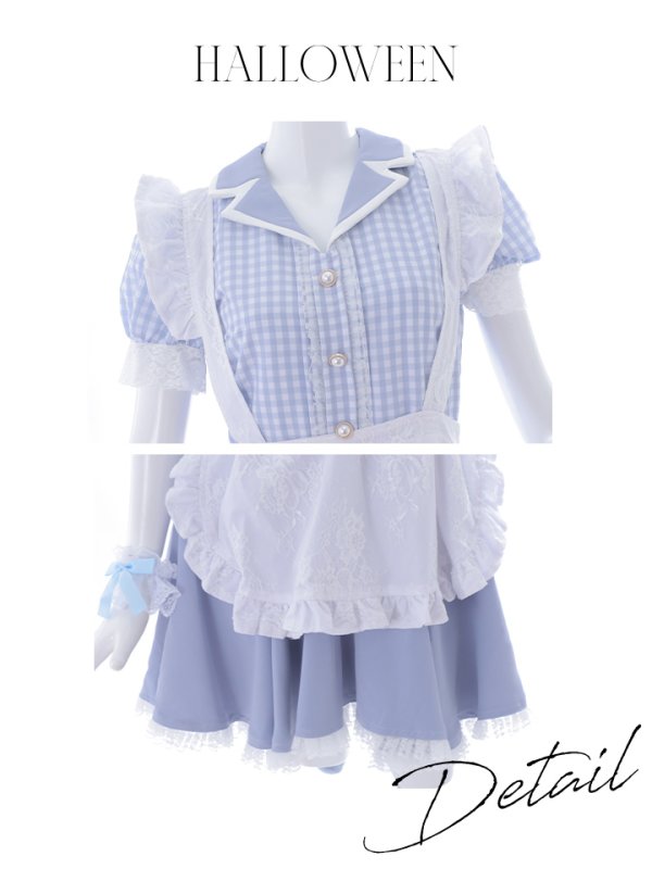 画像6: 【ハロウィン】【LARME/ラルム掲載】 ギンガムチェック猫メイド【コスプレ5点セット】【S-Mサイズ/3カラー】[OF01]