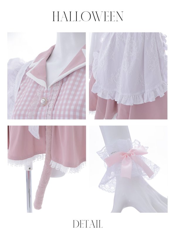 画像12: 【ハロウィン】【LARME/ラルム掲載】 ギンガムチェック猫メイド【コスプレ5点セット】【S-Mサイズ/3カラー】[OF01]