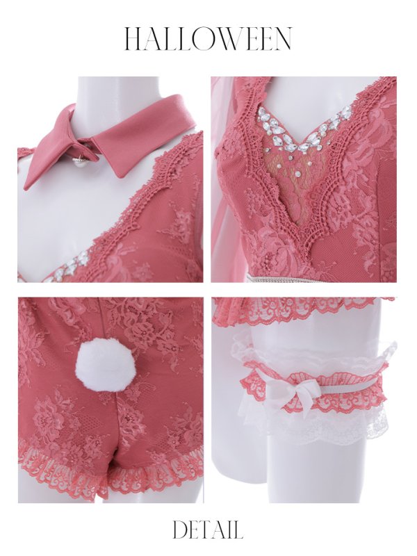 画像40: 【ハロウィン】 レースバニーオールインワン 【コスプレ5点セット】【S-Lサイズ/3カラー】[OF01]