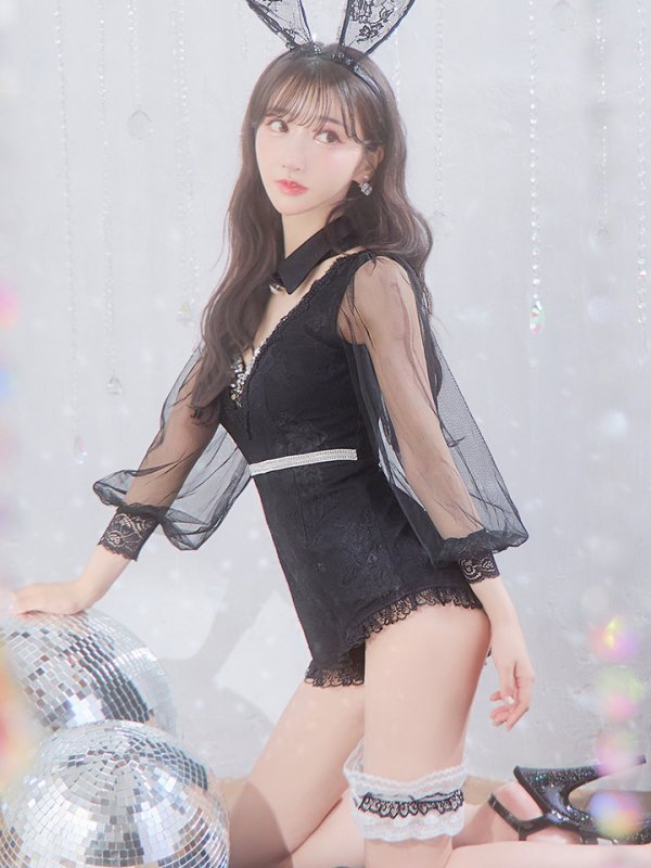 画像33: 【ハロウィン】 レースバニーオールインワン 【コスプレ5点セット】【S-Lサイズ/3カラー】[OF01]