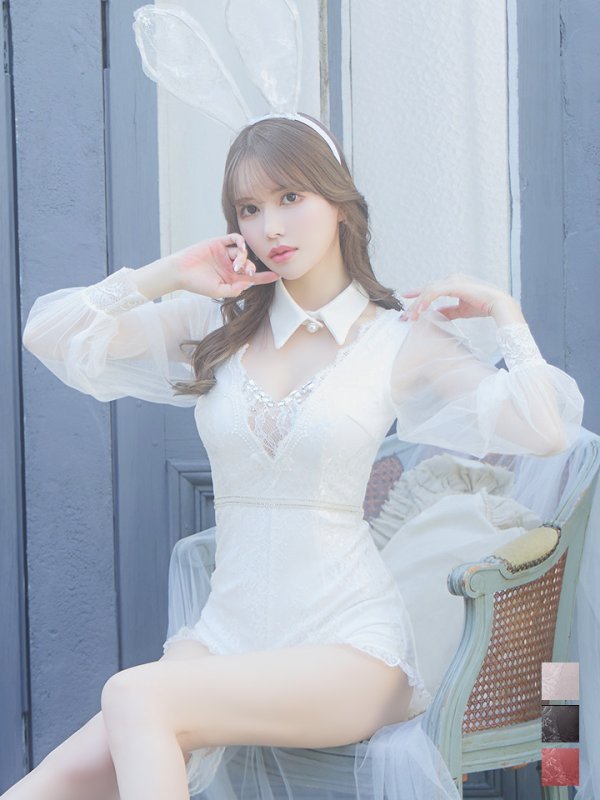 画像3: 【ハロウィン】 レースバニーオールインワン 【コスプレ5点セット】【S-Lサイズ/3カラー】[OF01]