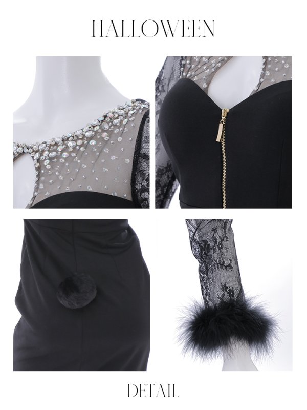 画像40: 【SALE!!】【即日発送】【ハロウィン】 ビジューバニーワンピース 【コスプレ4点セット】【S-Lサイズ/2カラー】[OF01]